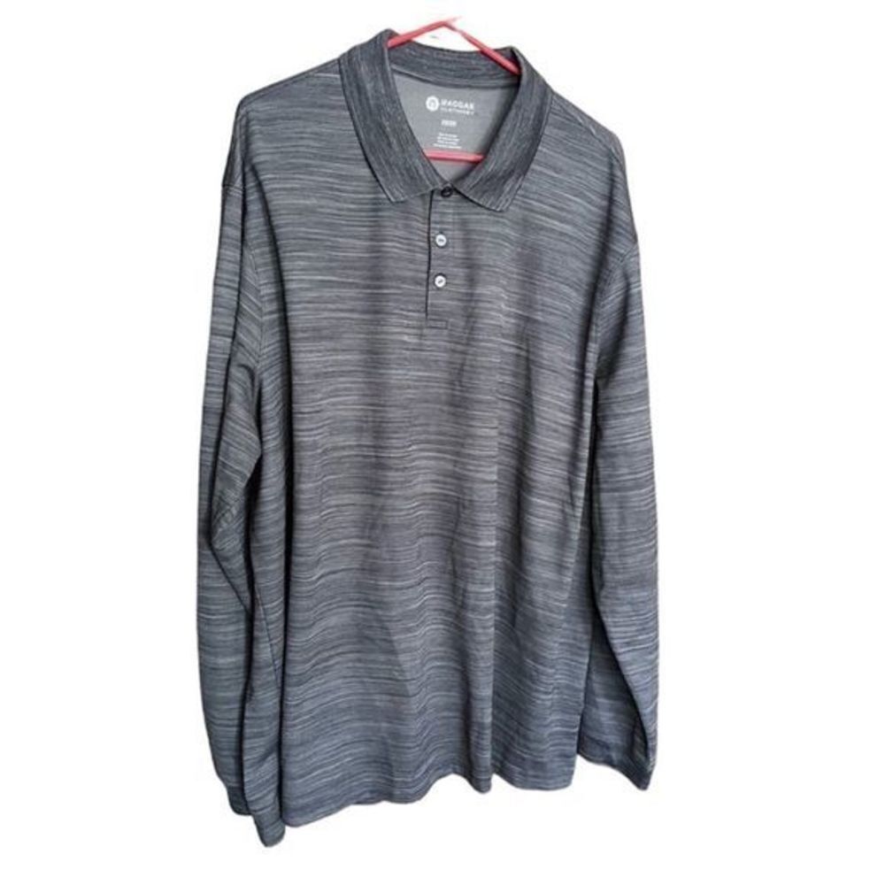 Haggar men's space-dye long-sleeve performance polo shirt NWT